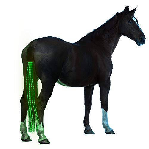 Flytianmy 100CM Horse Tail USB Lights Chargeable LED Horse Harness Equestrian Outdoor Sports The Lights Horse Tail Green