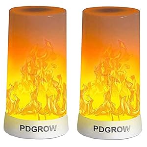 Lampada Effetto Fiamma 2PCS, PDGROW Lampada a Fiamma a LED Ricaricabile Tramite USB Impermeabile Luce Notturna a Fiamma con Base Magnetica e Ganci in Metallo per Natale, Feste, Interni ed Esterni