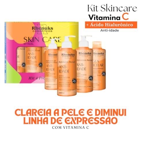 5 Kit Skincare - 1 Anti Rugas, 1 Anti Manchas, 1 Anti Acne, 1 Anti Idade Vit. C, 1 Rosa Mosqueta Rhe