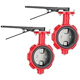 LEIFIDE 2 Pcs 4 Inch Ductile Iron Body Butterfly Valve Wafer, 200 Psi, Flow Pressure Control Valve for Industrial Systems