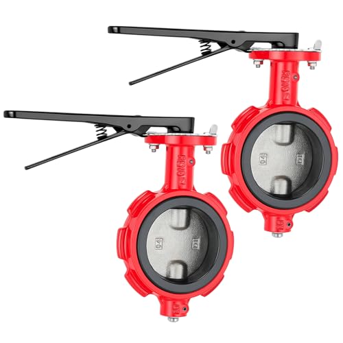 LEIFIDE 2 Pcs 4 Inch Ductile Iron Body Butterfly Valve Wafer, 200 Psi, Flow Pressure Control Valve for Industrial Systems