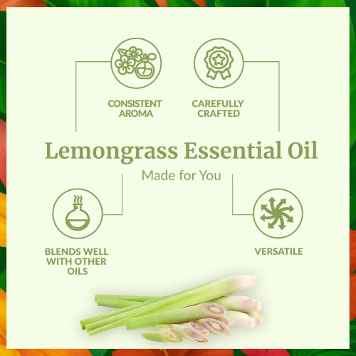 Image of SVA Lemongrass Essential Oil 4 Fl Oz - for Diffuser, Skin & Hair Care - Ideal for Massage & DIY Blends - with Dropper