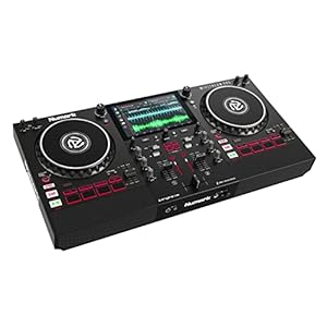 Numark Mixstream Pro – Contrôleur DJ autonome avec haut-parleurs intégrés, écran tactile 7”, streaming Wi-Fi, contrôles lumière intelligente, platines DJ 6”, 2 decks et effets sonores