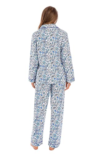 Image of GLOBAL Women Cotton Pajamas Long Sleeve PJs Button Down Sleepwear S-3XL