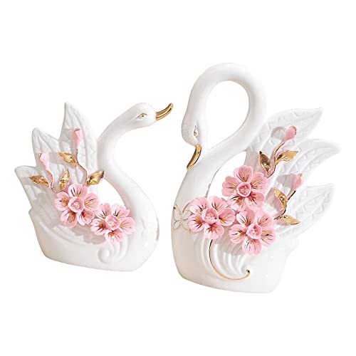 Estatuas de cisnes pareja para centro de mesa set 2 miniatura 4