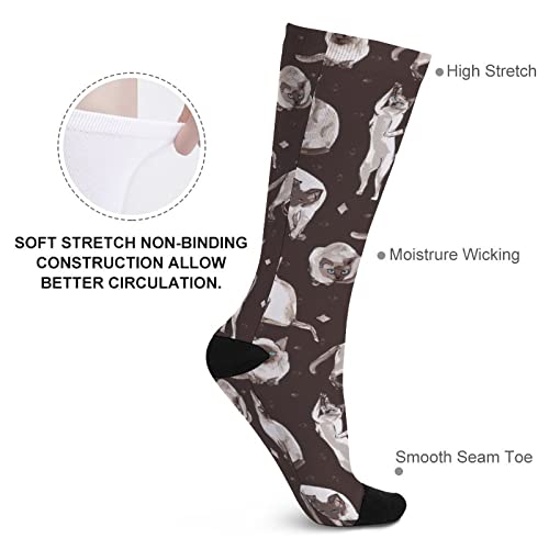Image of Siamese Cat Color Matching Boot Socks Over The Calf Tube Knee High Long, One Size