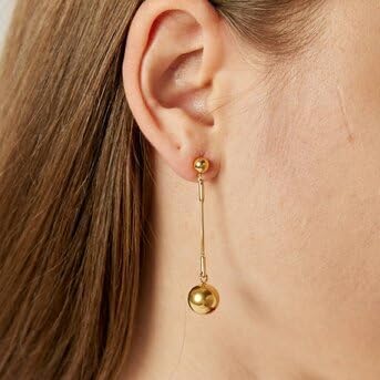 G&L Collectives Gold Plated Stainless Steel Ball Dangle Earring | 18k Gold Plated | Modern Elegance Everyday Jewelry - Image 2