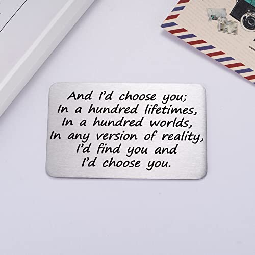 Valentine's Day Engraved Wallet Card Idea for Him, Romantic Anniversary Card Gift for Boyfriend Husband from Girlfriend Wife, Engagement Wedding Present for Fiance Groom2