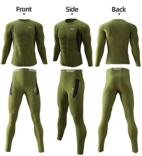 Image of romision Thermal Underwear for Men Stretch Fit, Fleece Base Layer Top & Bottom Set, Insulated Long Johns for Cold Weather Hunting