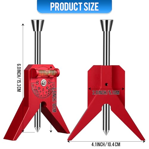Pipe Center Finder, Magnetic Centering Head Tool to Measure Pipe Diameter 0.5" to 4", Y-Shape Design with Adjustable Dial Bubble Protractor for Pipefitters & Plumbers(red) - Image 3