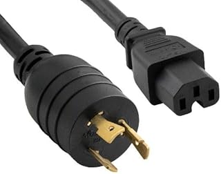 L6-20P to C15 Plug Adapter, 1 Foot, 15 Amps, 250V, 14/3 SJT Power Cord