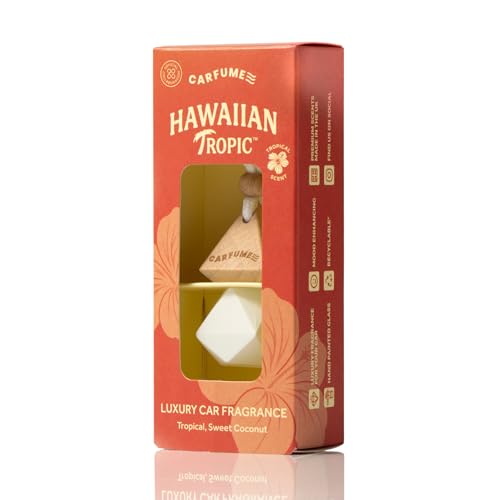 Carfume Limited Edition Hawaiian Tropic Car Air Freshener | Premium Tropical Passionfruit & Coconut Fragrance | Luxury Recyclable Scented Diffuser - Odour Eliminator - UK Made Car Accessories