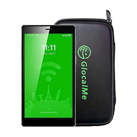 GlocalMe G4 Pro 4G LTE Mobile Hotspot Router & Protective Case, with US 8GB & Global 1.1GB Data, 5” Touch Screen LCD Display Portable WiFi Hotspot for Travel, No Contract, SIMFREE, Pocket WiFi Device Cover