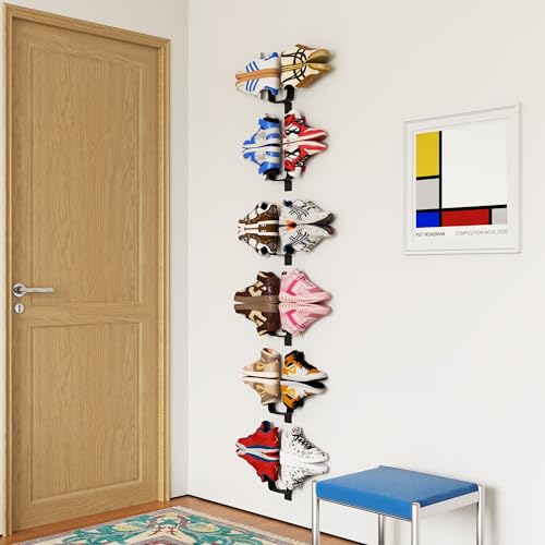 YOWOS Wall Mounted Shoe Rack, 6 Pack Floating Sneaker Display