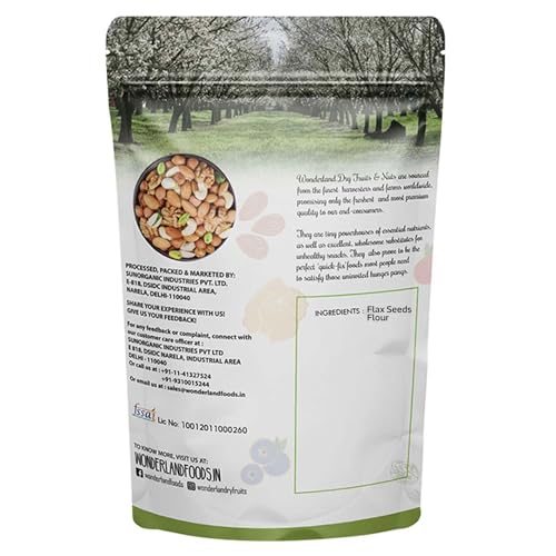 Image of Wonderland Foods 200g Whole Ground Flax Seed Flour Pouch | Flax Seed Flour /Powder or Alsi ka Atta, Alsi Powder, Excellent for Rotis and Baking