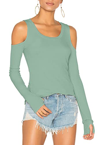 Image of Mippo Cold Shoulder Tops for Women Long Sleeve Workout Tops