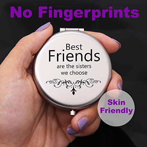 Muminglong Frosted Compact Mirror For Friend From Friend Birthday, Christmas Ideas For Friend-Best Friends (Silver) #TOP2