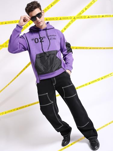 Image of The Indian Garage Co Men Oversized Placement Print Overhead Hooded Sweatshirt