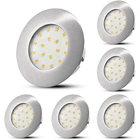HiBay 6er Set LED Einbaustrahler 230V 5W Ultraflach mini Spot 60mm-68mm Rund Modul Deckenleuchte Warmweiß 500LM Cover