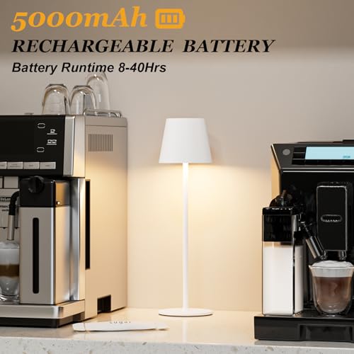 Image of Kakanuo Cordless Table Lamp Rechargeable White - KK 2 Pack 5000mAH Battery Operated Lamp for Table, 3 Color Stepless Dimming Wireless Lamp for Kitchen Counter, Outdoor Patio, Touch Control
