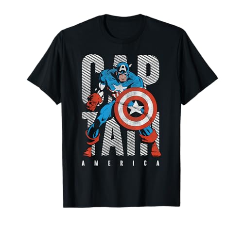 Marvel Captain America Stacked Letters Maglietta