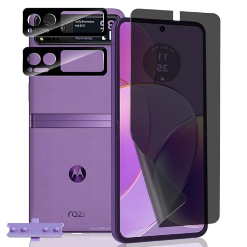 Yieehhow Protector Pantalla de Privacidad para Motorola Moto Razr 40, [1 Pieza] Anti Espía Película TPU Suave y [2 Piezas] Cristal Templado Protector Cámara,Privacy Película Flexible para Moto Razr 40
