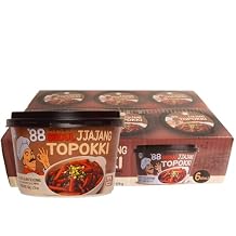 Surasang Jjajang Tteokbokki - Non-Spicy Instant Korean Rice Cakes with Sweet & Savory Black Bean Sauce, Microwaveable Cups, Korean Street Food, Made in Korea - Pack of 6