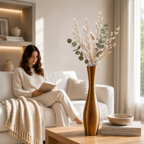 Image of Leewadee Large Floor Vase 20 inches Polyresin for Pampas Grass, Dried Flowers
