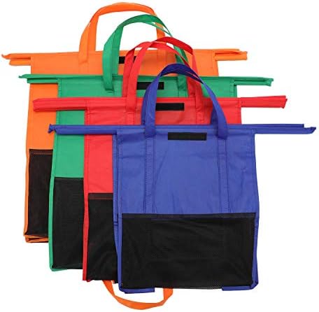 YORKING 4PCS Trolley Bags Reusable Shopping Bags Folding Supermarket Trolleys Packet in Orange Green Red Blue