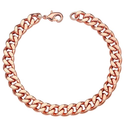 Heavenly Metals Copper Bracelet for Men & Women 99.9% Pure Copper Cuban Link Chain 5mm 7mm 9mm 12mm Width 6.5 to 9 Length Gift Box Included USA Brand