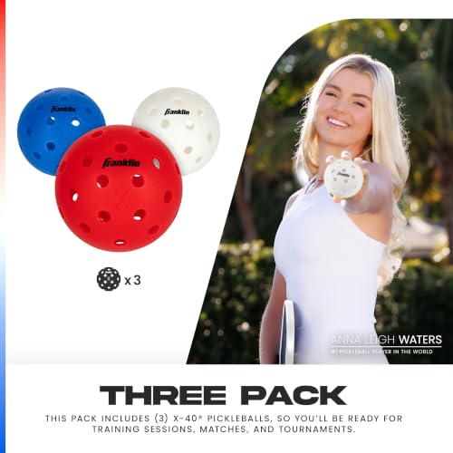 Image of Franklin Sports X-40 Outdoor Pickleballs - Official Ball of USA Pickleball, APP Tour + US Open - Regulation Size