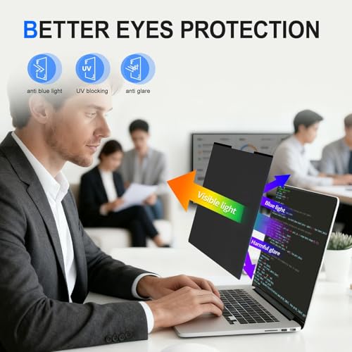 Image of 2Pack Magnetic 13.3 Inch Laptop Privacy Screen 16:9 Aspect Ratio, Removable Anti-Blue /Glare Protector Film, Anti Spy Desktop Security Private Filter 13.3in
