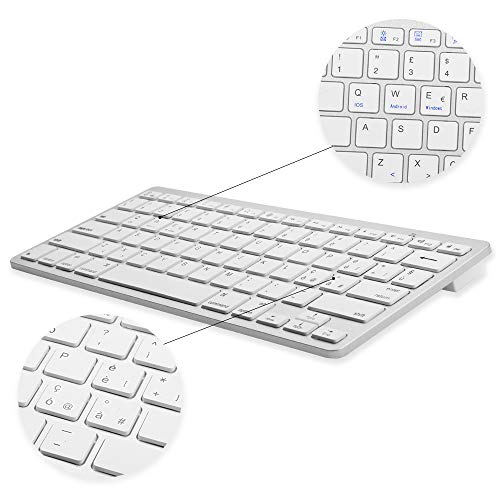 SENGBIRCH Bluetooth Italiana Tastiera, Tastiera Wireless Portatile Light per iPad, Samsung, Huawei, iOS, Android, Windows e Qualsiasi Dispositivo Abilitato Bluetooth, Tastiera Bluetooth, Bianca