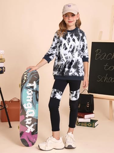 Image of Girls 2 Piece Outfits Kids Clothes Sets Sweatsuit Tracksuit Jogger Print Long Sleeve Sweatshirts Sweatpants 4-13Y