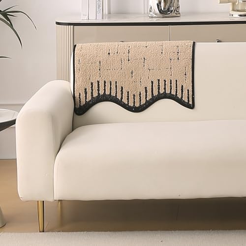 Image of HOKIPO 1 PC Backrest Mat for Sofa Cover | Luxury Supple Soft Wavy Mat with Anti Slip Backing, Brown (AR-6217-BRN)