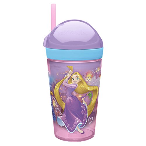 Zak Designs PRYC-S110 Rapunzel and Jasmine Disney Princess Snack Cup, 10 oz, Clear