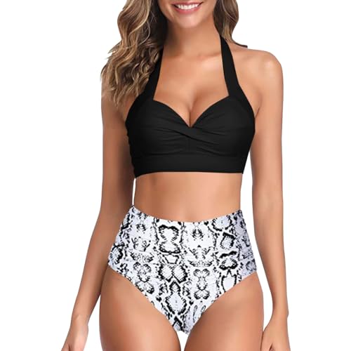 Bikini mujer playa bikini mujer sexy elegante Beachwear Swimwear Tanga brasileña con aros y tirantes ajustables bikini de playa mujer con copas espaguetis triángulo control del vientre, café, L