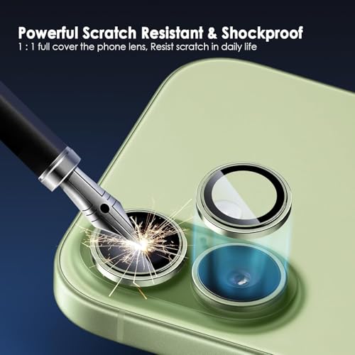 Image of Skinomi Camera Lens Protector Compatible with iPhone 17, [Anti-Scratch] Premium Tempered Glass Film Aluminum Alloy Lens Ring Cover- Sage Green Titanium