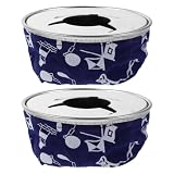KJHBV 2 Pezzi Posacenere da Esterno in Acciaio Inox Base a Sacco Blu