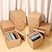 Jelmaica Vinyl Record Storage Box - Moving Box with Handles and Lids - Sturdy Cardboard Crate for Vinyl storage - Holds Up to 60 Records or LPs - Set of 4 Boxes (Kraft)