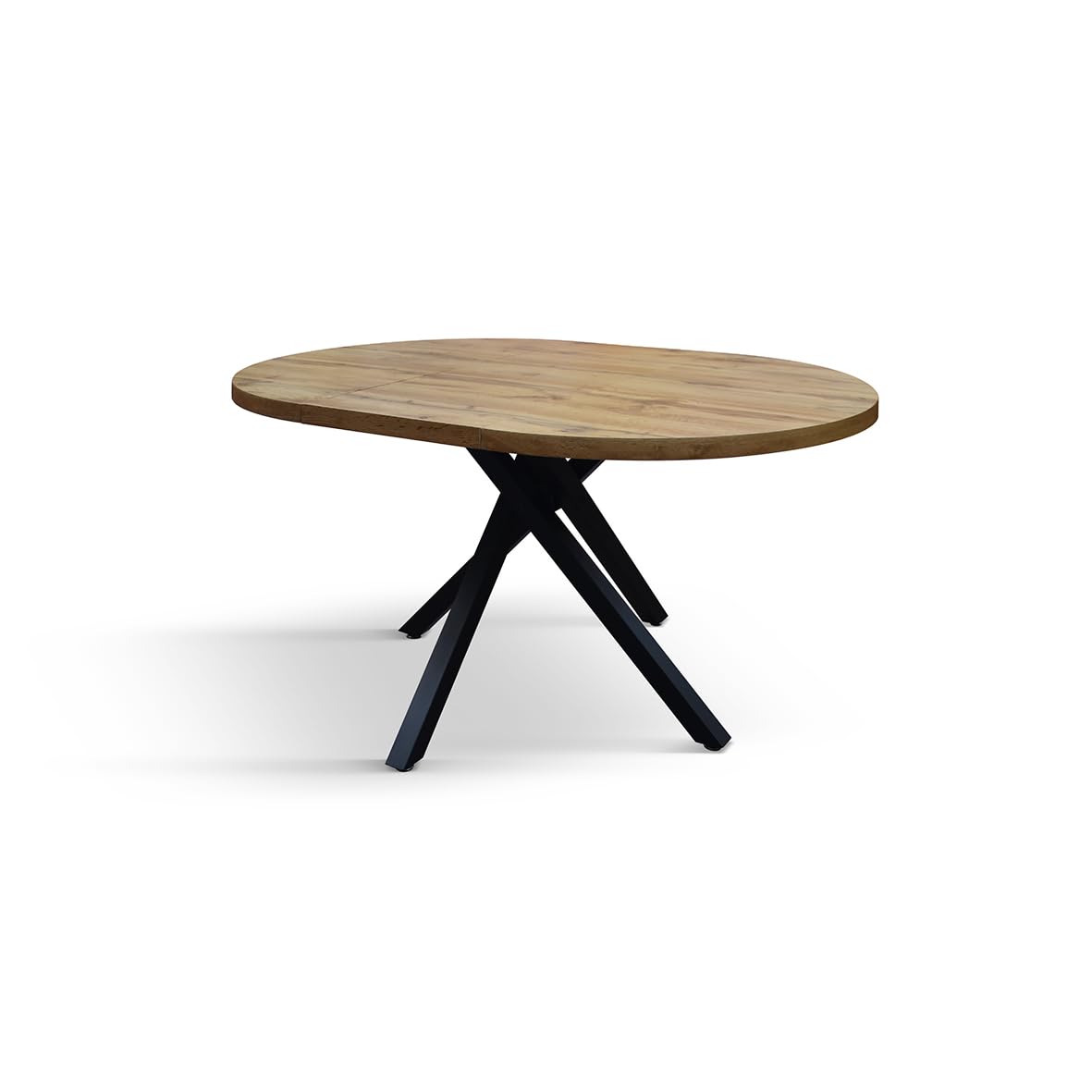 PAZZO DESIGN Tavolo rotondo allungabile Nada, tavolo da soggiorno, tavolo da cucina, gambe incrociate nere made in Italy, rovere rustico, 100x75 cm - id_2220