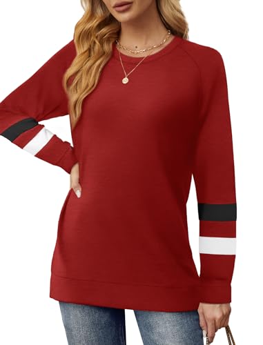 Image of Saloogoe Tunic Sweatshirts for Women Crewneck Lightweight Sweaters Raglan Long Sleeve Shirts Fall Fashion Tops 2026