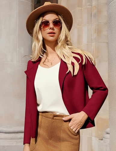 GRACE KARIN Womens Cropped Knit Sweater Blazer, Oversized Open Front Jackets 2025 Fall, Laple Cardigans Dressy Casual2