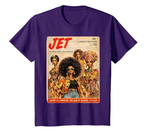 Afro Glamour – Vintage Black Women Cover Art T-Shirt, Youth, Purple, 4T