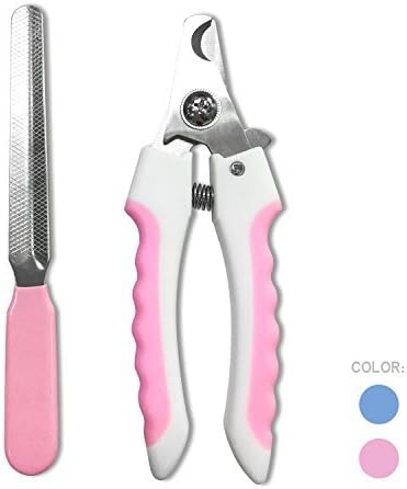 Gmaso Top Grade Dog Nail Clipper with Safety Guard to Avoid Overcutting with Angled Blade & Quick Sensor for Dogs or Cats, Pink, Large