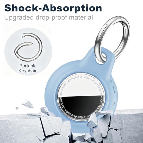Image of MOLOSLEEVE 1 Pack Waterproof for Apple for AirTag 2nd & 1st Gen Holder, for Air Tag Case with Keychain, PC Hard Shell Swivel Buckle, for Airtag Case Suitable for Tracking, Bags, Luggage, (Light Blue)