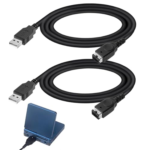 TASSFROO 2 PCS Chargeur GBA SP, Câble de Chargeur D'alimentation USB 120 cm USB Accessoires de Plomb Câble de charge U S B Compatible avec N d s Gb a SP, Noir