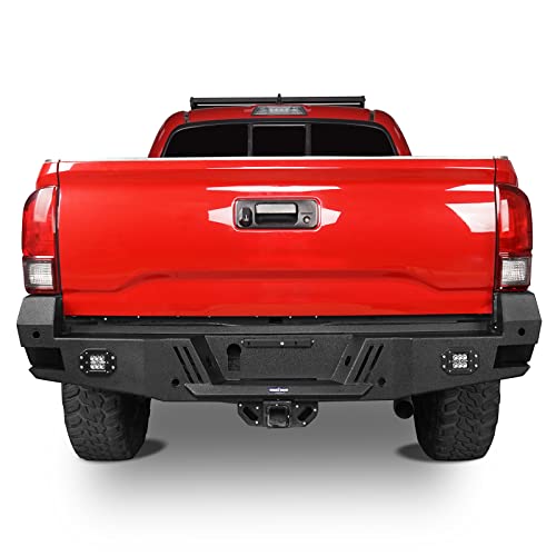 Image of Hooke Road Tacoma Rear Bumper for Toyota Tacoma 3rd Gen 2016 2017 2018 2019 2020 2021 2022 2023 Pickup Trucks, Offroad Steel Replacement Bumper