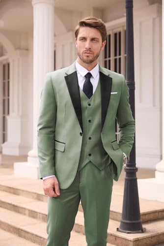 SUZHIMO Mens Suit 3 Piece Slim Fit Suit Tuxedo for Men Formal Business Suits for Wedding Prom Dinner Party2