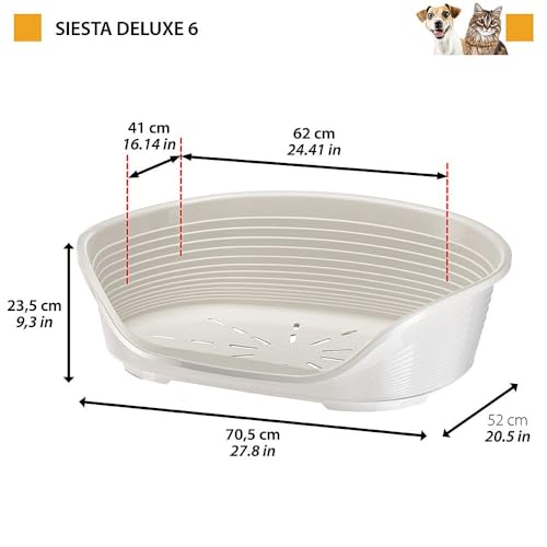 Ferplast Hundebett Katzenbett Kunststoff-Hundebett Medium Hundeliege waschbar Hundekorb atmungsaktiv rutschfest Siesta Deluxe, 62 x 41 x h 23,5 cm, Rose